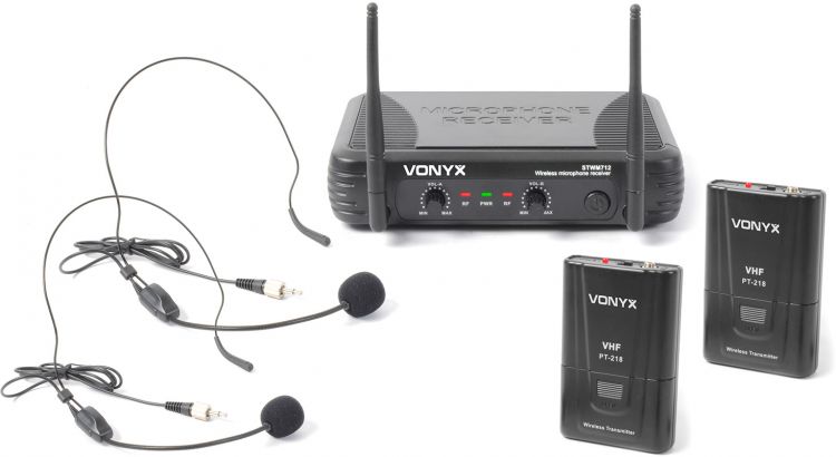 Vonyx STWM712H Drahtloses 2-Kanal-VHF-Headset-Mikrofonsystem