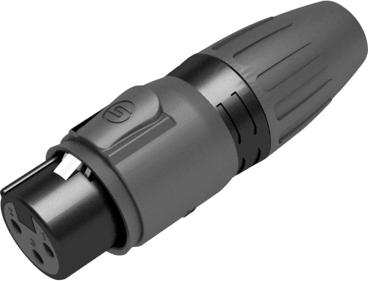 Seetronic XLR 3P Connector - female - IP65 Goldkontakte - schwarzes Gehäuse