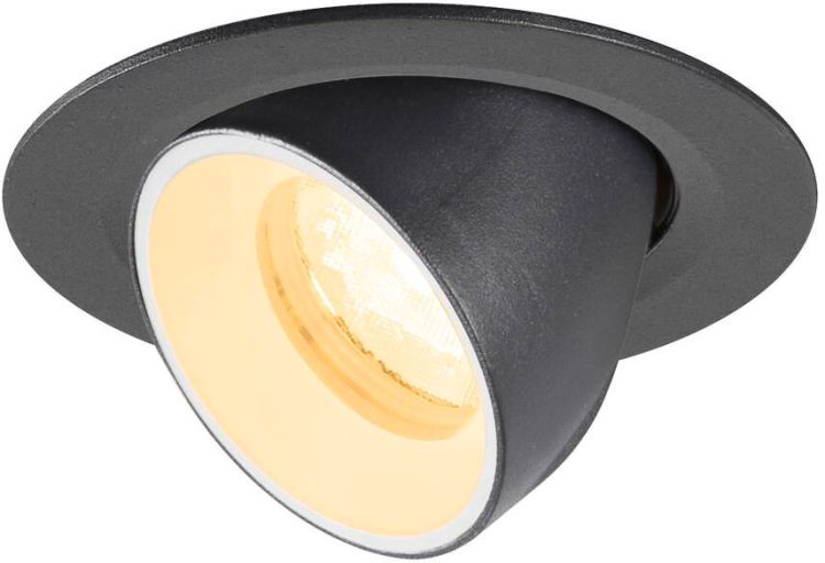 SLV NUMINOS® GIMBLE XS, Deckeneinbauleuchte, 3000 K, 40°, IP20, rund, schwarz / weiß