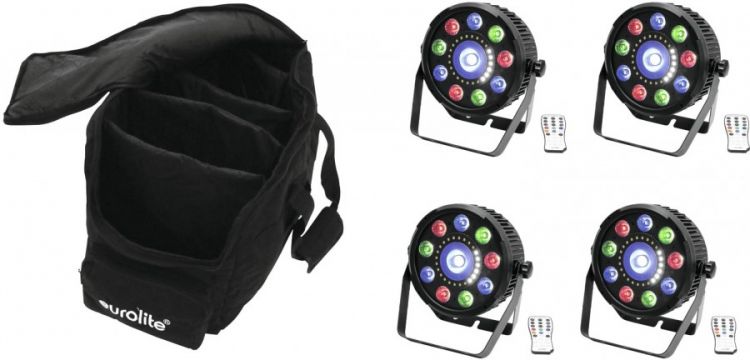 EUROLITE Set 4x LED SLS-9 Hybrid HCL + Soft-Bag