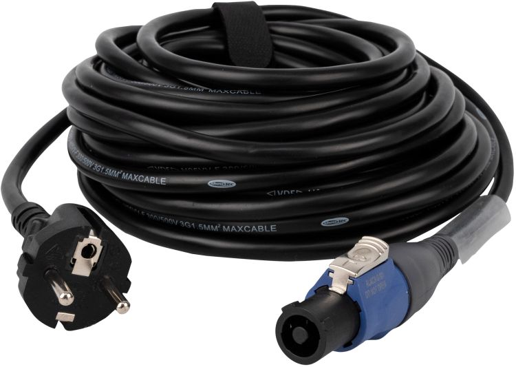 Showtec Powercable Pro – 10 m Stromkabel mit Power Connector auf Schuko- 10 m 3x 1,5 mm2