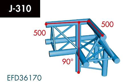 X3K-30/H (Heavy Duty) J-310 3-Weg Ecke, Winkel 90°, Sprize oben