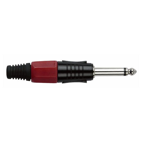 DAP 6.3 mm. Klinkeverbinder Mono, Schwarz/ Endkappe Rot