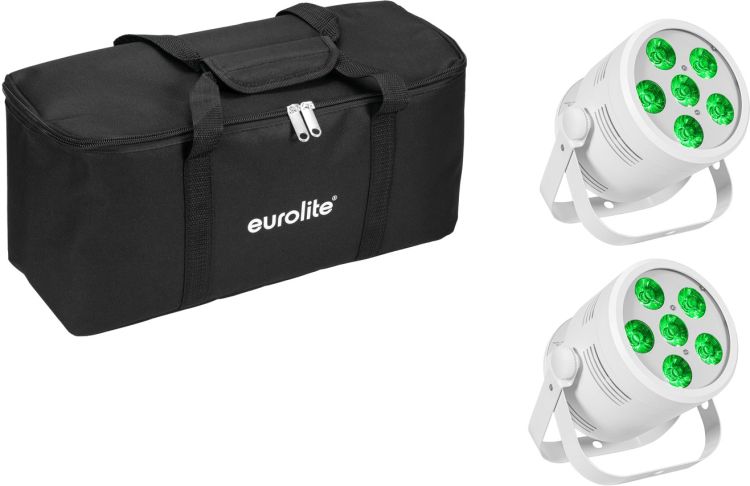 EUROLITE Set 2x LED Silent Par 6 QCL Floor ws + Soft-Bag