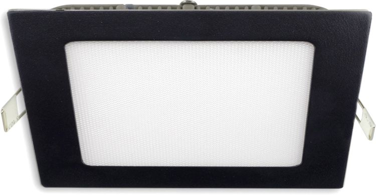 ISOLED LED Downlight, 9W, eckig, ultraflach, blendungsreduziert, schwarz, warmweiß, dimmbar CRI90 -B-Stock-