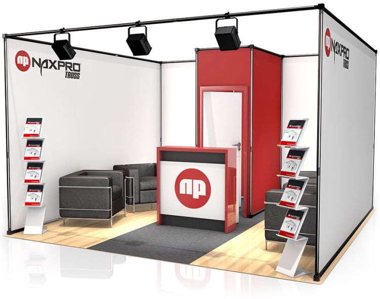 Messestand FD 21 - 4 x 4 x 2,57 m (LxBxH) - 16 m² RAL9005 - Schwarz - Seidenmatt