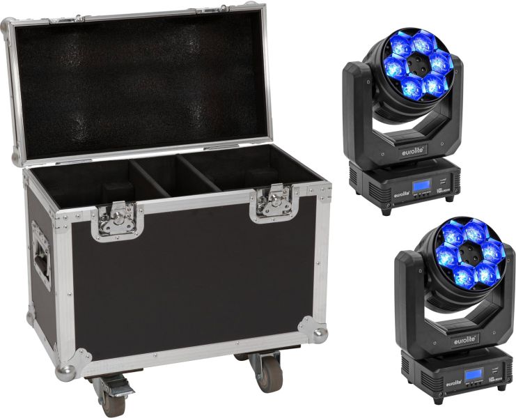 EUROLITE Set 2x LED TMH-H240 Beam/Wash/Flowereffekt + Case