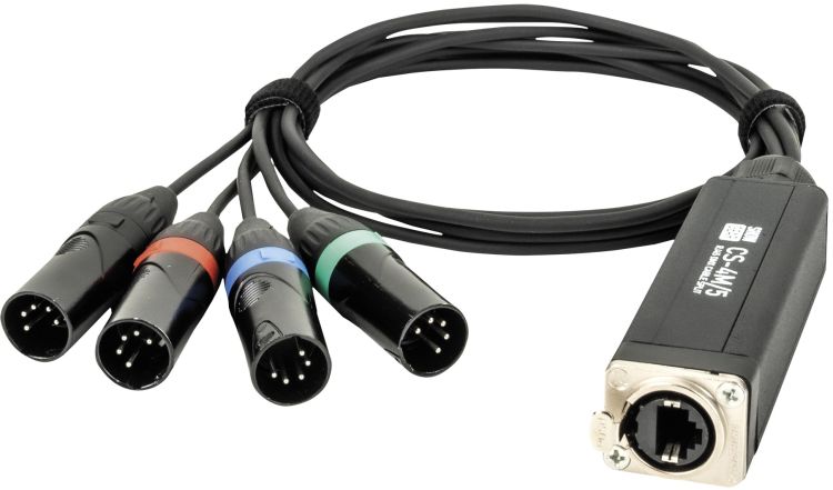 Showgear CS-4M/5 - 4-channel DMX shuttle snake via network cable 4-Kanal 5-Pin DMX (Male) auf RJ45
