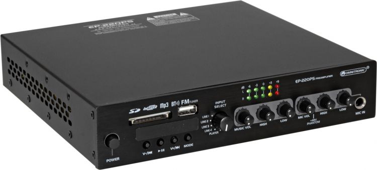 OMNITRONIC EP-220PS Vorverstärker mit MP3-Player, Bluetooth und FM-Radio 9.5"