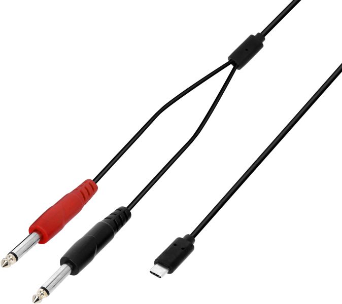 Adam Hall Cables 3 STAR Y PP USB-C 0150 - USB-C Y-Kabel | 2 x Klinke TS Male x USB-C | 1,5 m