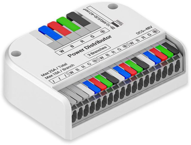 ISOLED PowerSplitter 5-pol. x 3, 5-48V DC, 0.5mm² - 3mm² (6-10A) auf 0.25 - 1,5mm² (3-10A)