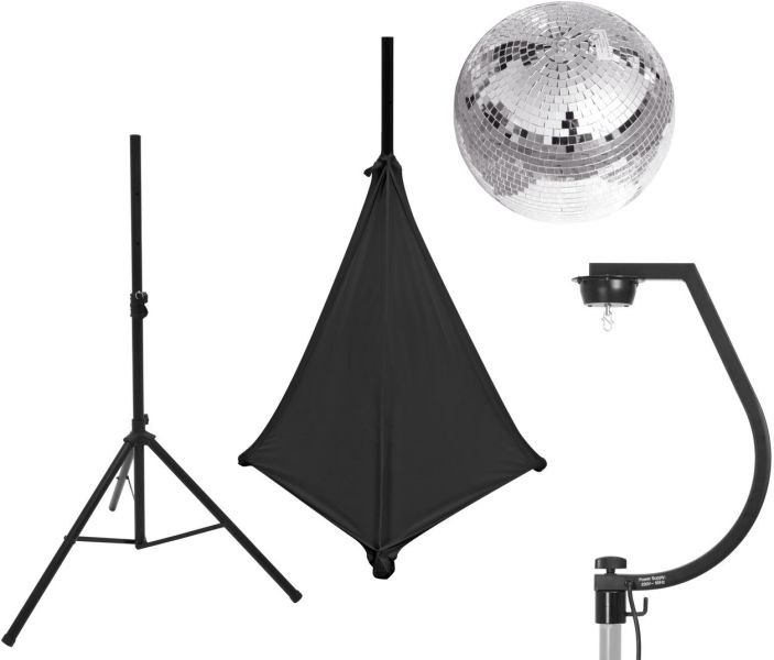 EUROLITE Set Spiegelkugel 30cm mit Stativ und Segel schwarz