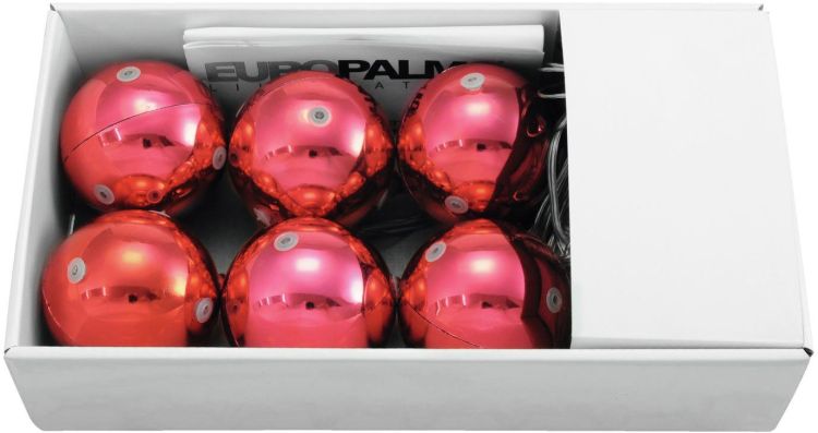 EUROPALMS LED Weihnachtskugel 6cm, rot 6x