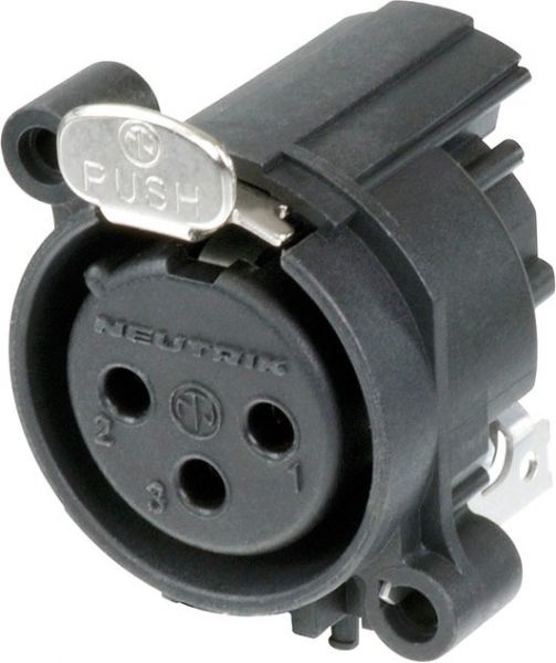 Neutrik XLR 3-pin female receptacle Montaje horizontal en placa de circuito impreso