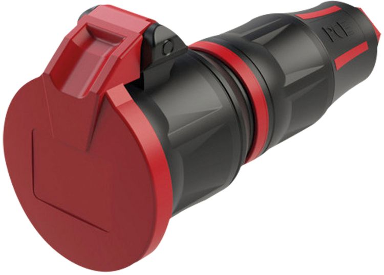 PCE Rubber Schuko Connector Female Rot