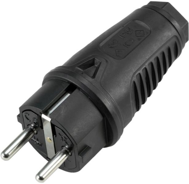 PC ELECTRIC Schutzkontakt Stecker Gummi sw