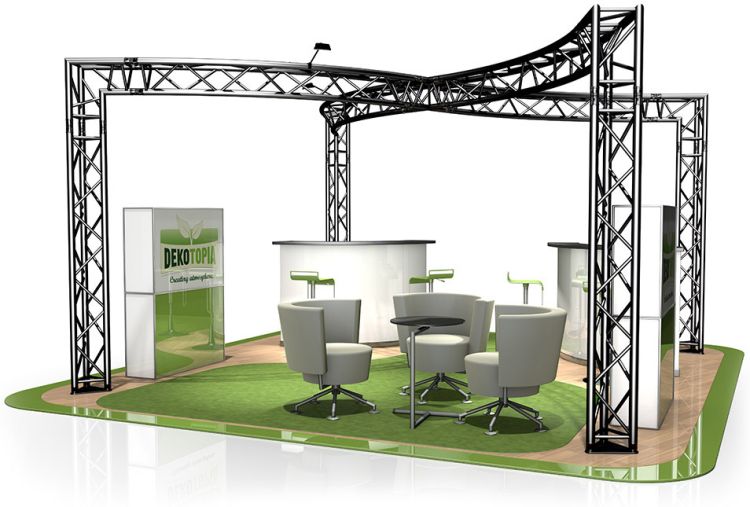 Messestand FD 33 - 6 x 6 x 2,5 m (LxBxH) - 36 m² RAL9005 - Schwarz - Seidenmatt