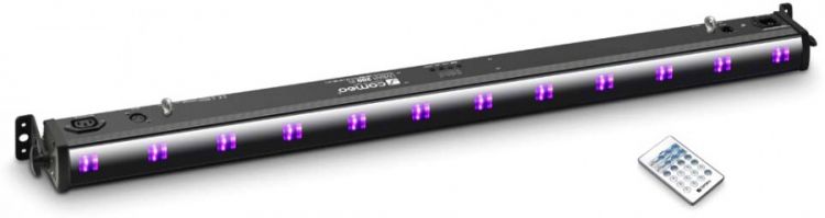 Cameo UVBAR 200 IR 12 x 3 W UV LED Bar in schwarzem Gehäuse mit IR-Fernbed