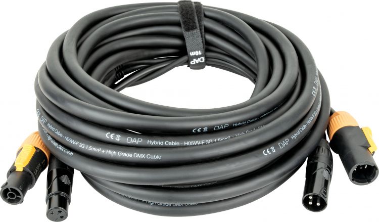 DAP-Audio FP22 Hybrid Cable - Power Pro True & 3-pin XLR - DMX / Power 10 m, schwarze Ummantelung