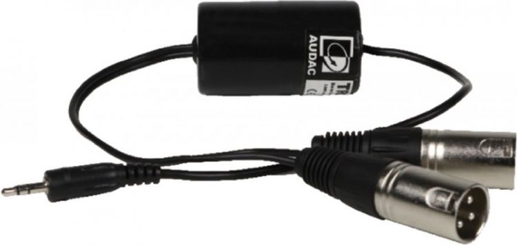 Audac TR 2080 Ground Loop Isolator- 3,5 mm Klinkenstecker auf 2x XLR male