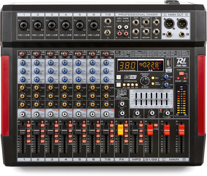 Power Dynamics PDM-T804 Bühnenmischpult 8-Kanal DSP/MP3