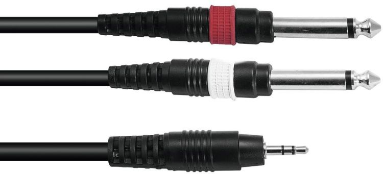 OMNITRONIC Adapterkabel 3,5 Klinke/2xKlinke 1,5m sw
