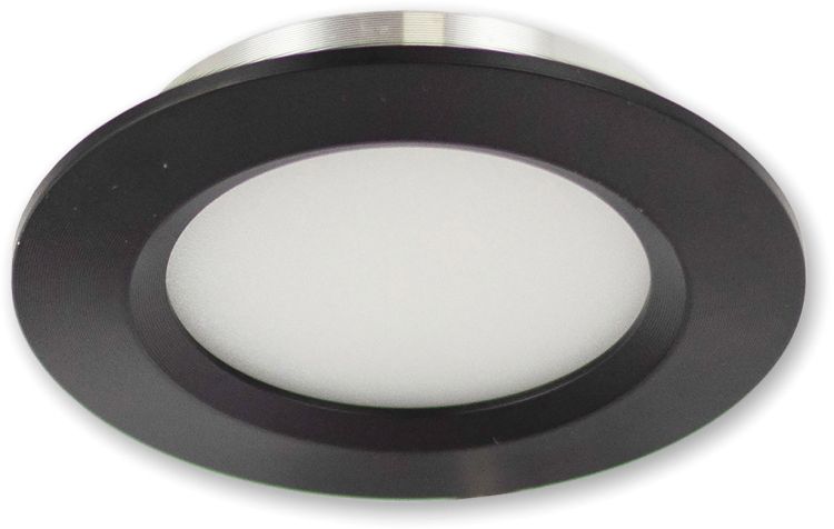 ISOLED LED Möbeleinbaustrahler MiniAMP schwarz, rund, 3W, 120°, 24V DC, warmweiß 3000K, dimmbar