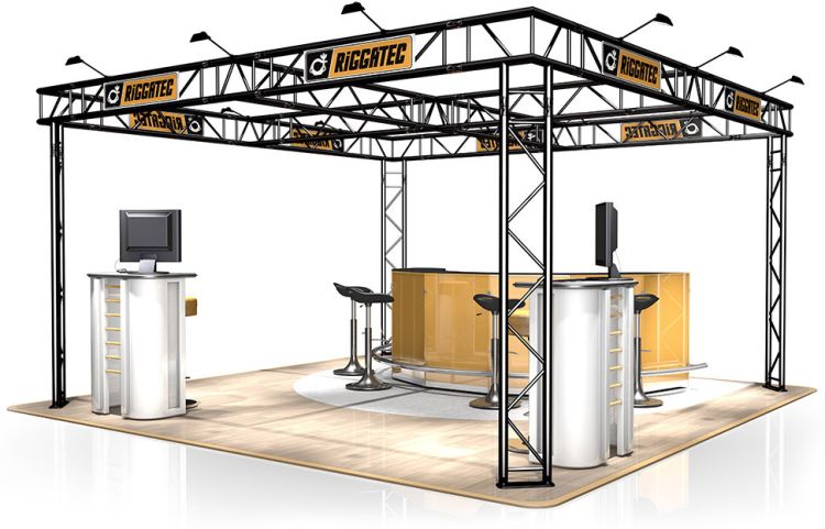 Messestand FD 32 - 4 x 4 x 2,5 m (LxBxH) - 16 m² RAL9005 - Schwarz - Seidenmatt