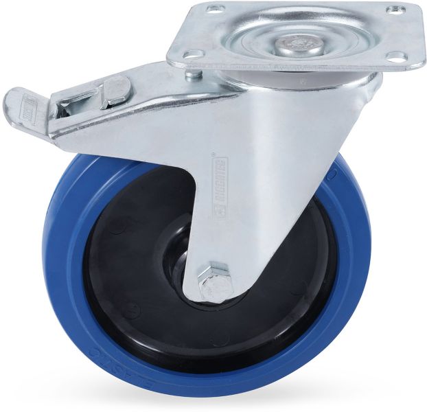 Riggatec Lenkrolle mit Bremse 200mm BLUE WHEEL
