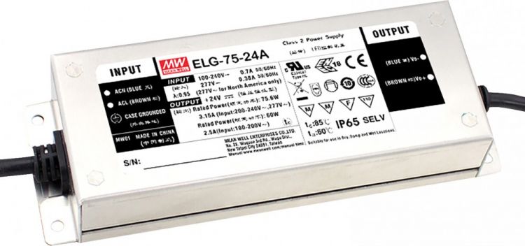 LED Power Supply IP67 75 W/24 V Dali Meanwell ELG-75-V-24DA 3Y