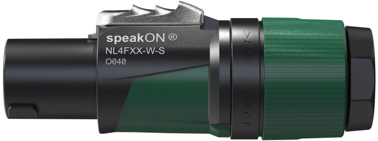 Neutrik speakON 4P Cable Connector - S Schwarz-grünes Gehäuse - Kleine Kabeldurchmesser