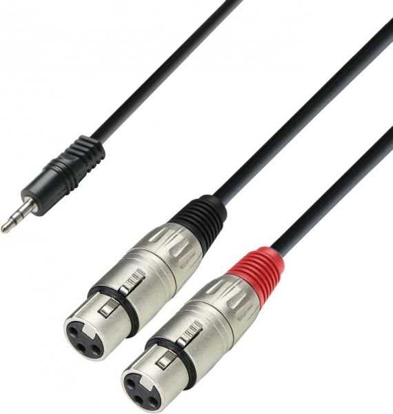 Adam Hall Cables K3 YWFF 0100 - Audiokabel 3,5 mm Klinke Stereo auf 2 x XL