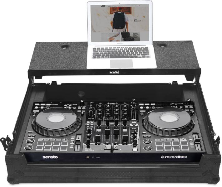 UDG Ultimate Flight Case Pioneer DJ DDJ-FLX10 Schwarz Plus (Laptop-Ablage + Rollen)