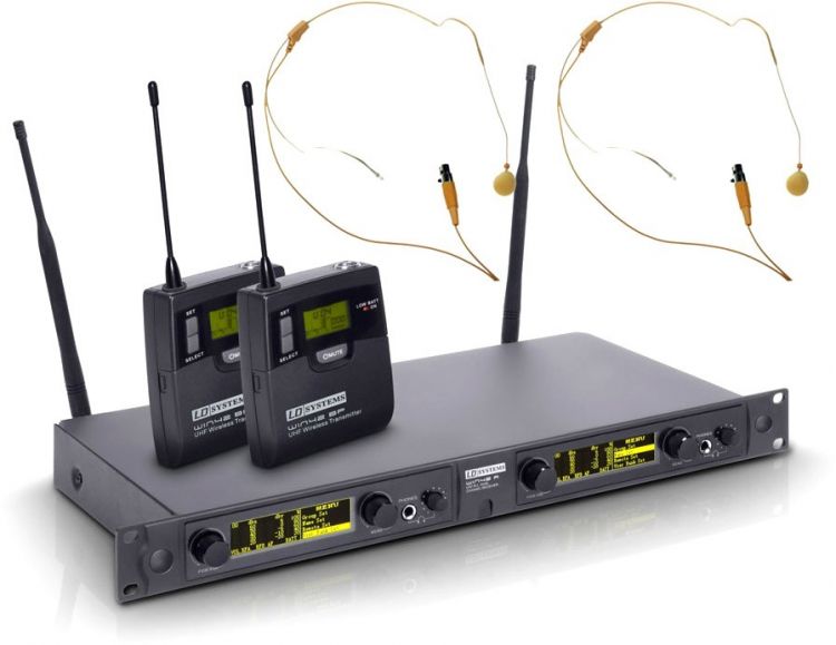 LD Systems WIN42BPHH2B5 Funkmikrofon mit 2x Belt Pack und 2x Headset hautf
