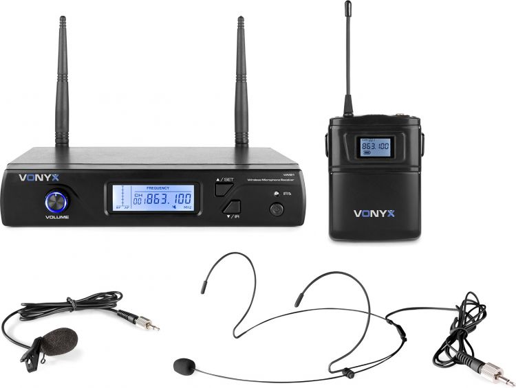 Vonyx WM61B Drahtloses Mikrofon UHF 16Ch mit 1 Bodypack