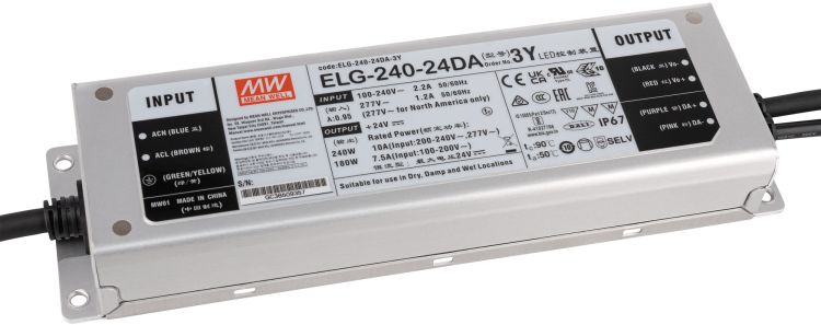 LED Spannungsversorgung IP67 24V 240W Dali - Meanwell ELG-240-V-24DA 3Y