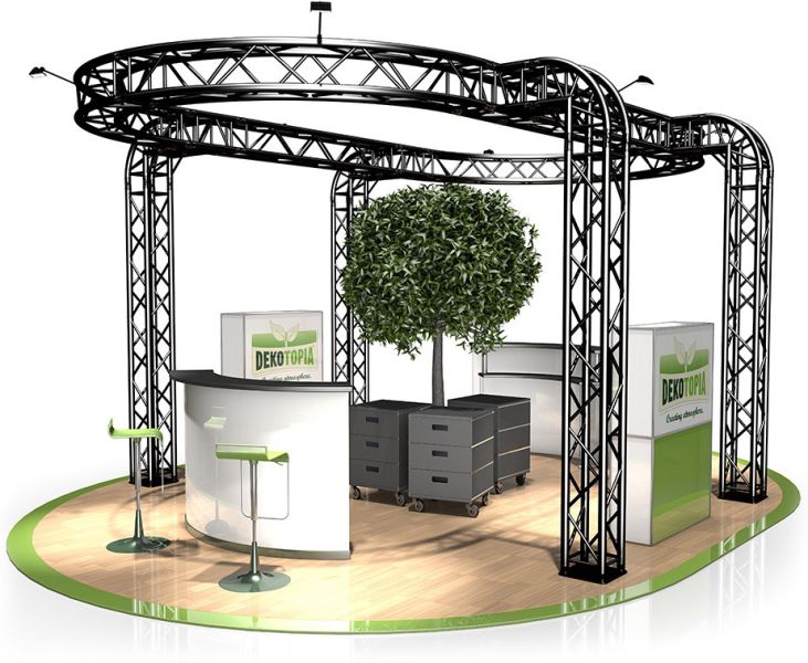 Messestand FD 34 - 6 x 4,5 x 3 m (LxBxH) - 27 m² RAL9005 - Schwarz - Seidenmatt
