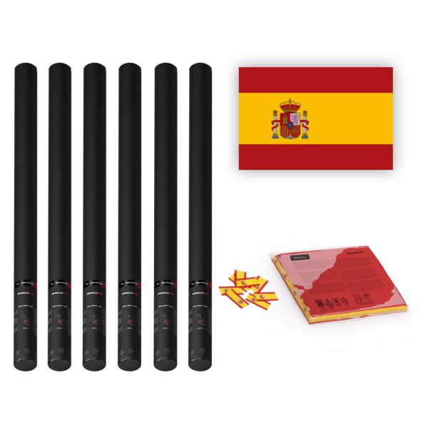 Magic FX Slowfall Konfetti Flagge Spanien 55x35mm- 1kg + 6x Handbetriebene Kanone PRO 80cm - Leer