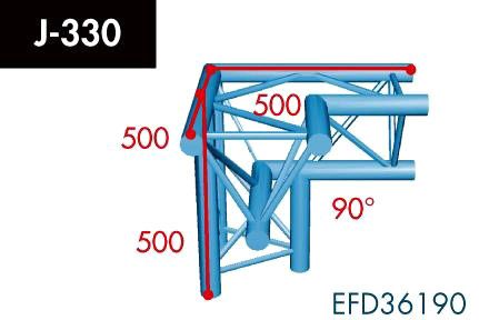 X3K-30/H (Heavy Duty) J-330 3-Weg Ecke,Winkel 90°, Spitze unten,