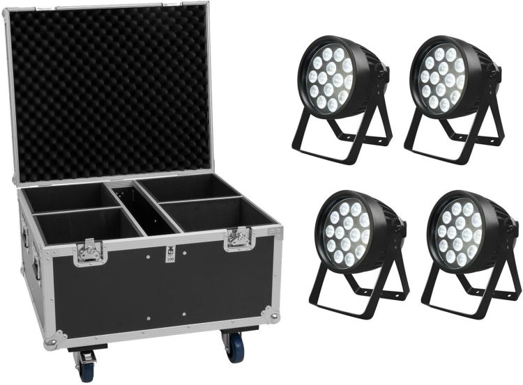 EUROLITE Set 4x LED IP PAR 14x8W QCL + Flightcase