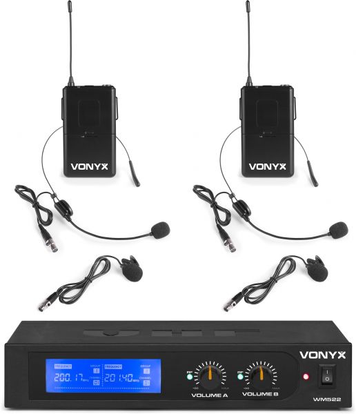 Vonyx WM522B VHF 2-Kanal-Mikrofonset mit 2 Bodypacks