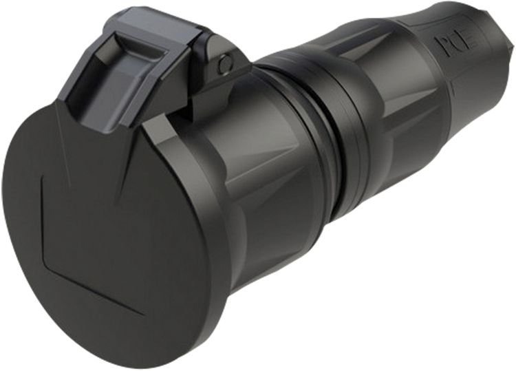 PCE Rubber Schuko Connector Female Schwarz