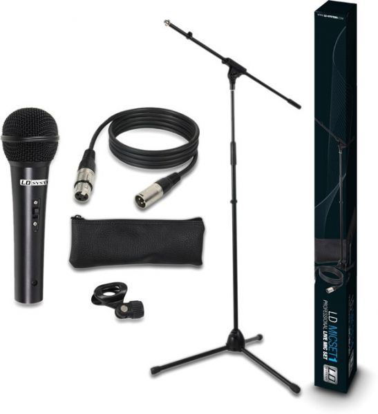 LD Systems MIC SET 1 Mikrofon Set mit Mikrofon, Stativ, Kabel und Klemme