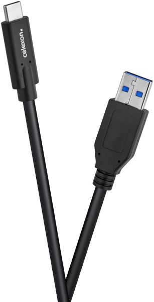 celexon USB-C auf USB-A Kabel - USB 3.2 Gen 2x1 1,0m, schwarz