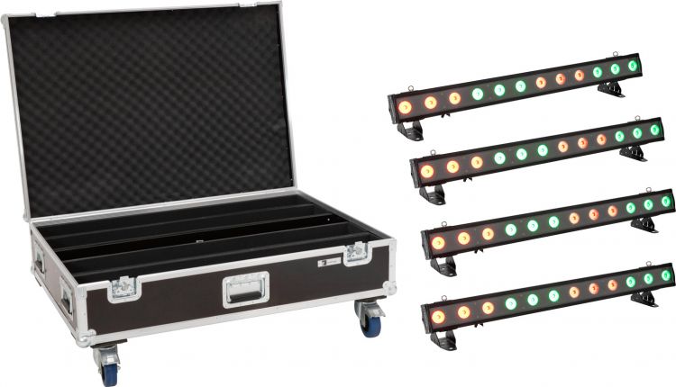 EUROLITE Set 4x LED IP T-PIX 12 HCL Leiste + Case mit Rollen