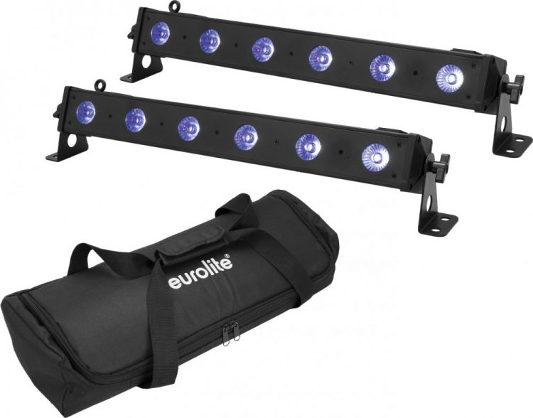 EUROLITE Set 2x LED BAR-6 QCL RGB+UV Leiste + Soft-Bag