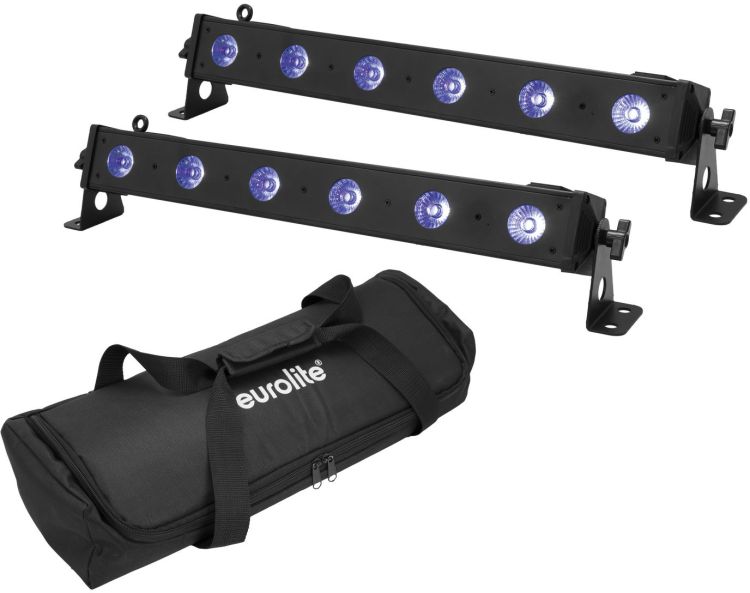 EUROLITE Set 2x LED BAR-6 QCL RGB+UV Leiste + Soft-Bag