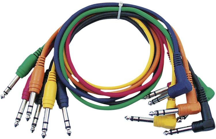 DAP FL15 - 6 farbige bal. Klinke-Patchkabel gerade > 90° 30 cm