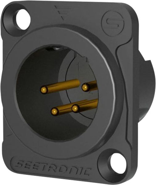 SEETRONIC XLR 4P-Chassis – Stecker, vergoldete Kontakte – schwarzes Gehäuse