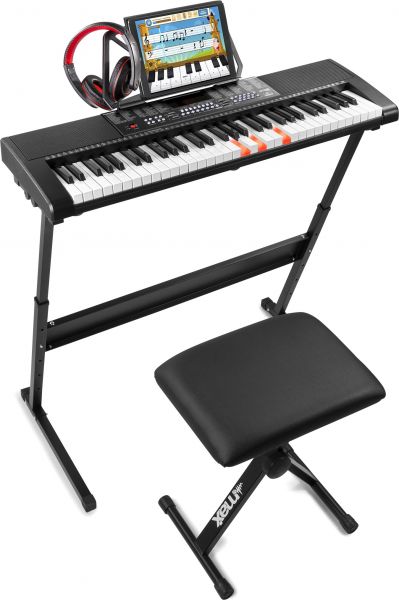 Max KB5SET Elektronisches Keyboard Premium Kit mit 61 beleuchteten Tasten
